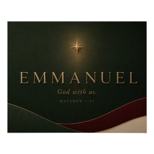 EMMANUEL | マタイによる福音書 1:23 キリスト教 ポスター (正面)