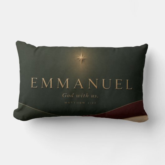 EMMANUEL | マタイによる福音書 1:23 キリスト教 ランバークッション (正面)