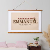 EMMANUEL | マタイによる福音書 1:23 クリスマス | あたたかなクリーム 吊り下げ型タペストリー (寝室)