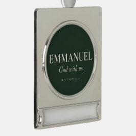 EMMANUEL | マタイによる福音書 1:23 | クリスマス シルバープレートバナーオーナメント