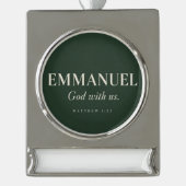 EMMANUEL | マタイによる福音書 1:23 | クリスマス シルバープレートバナーオーナメント (正面)