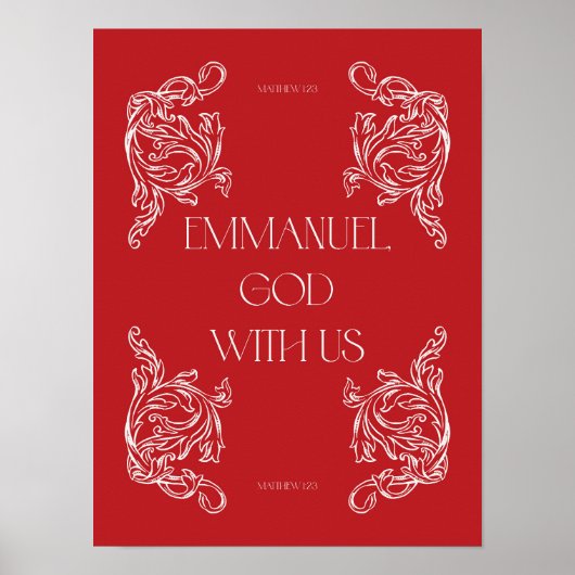 Emmanuel God With Us Red Christian Christmas Poste ポスター (正面)