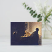 emmausでの夕食。レンブラント・ヴァン・ライジン著 ポストカード (スタンド正面)