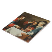 Emmaus (キャンバスの油)の夕食2 タイル (側面)