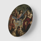 Emmaus (キャンバスの油)の夕食 ラウンド壁時計 (傾斜)