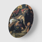 Emmaus (キャンバスの油)の夕食 ラウンド壁時計 (傾斜)