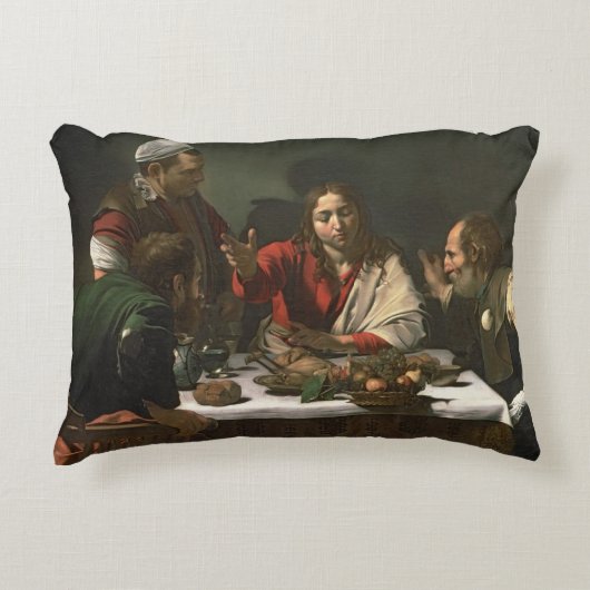 Emmaus 1601年の夕食(油およびテンペラ) アクセントクッション (正面)