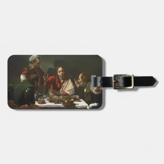 Emmaus 1601年の夕食(油およびテンペラ) ラゲッジタグ (正面横)