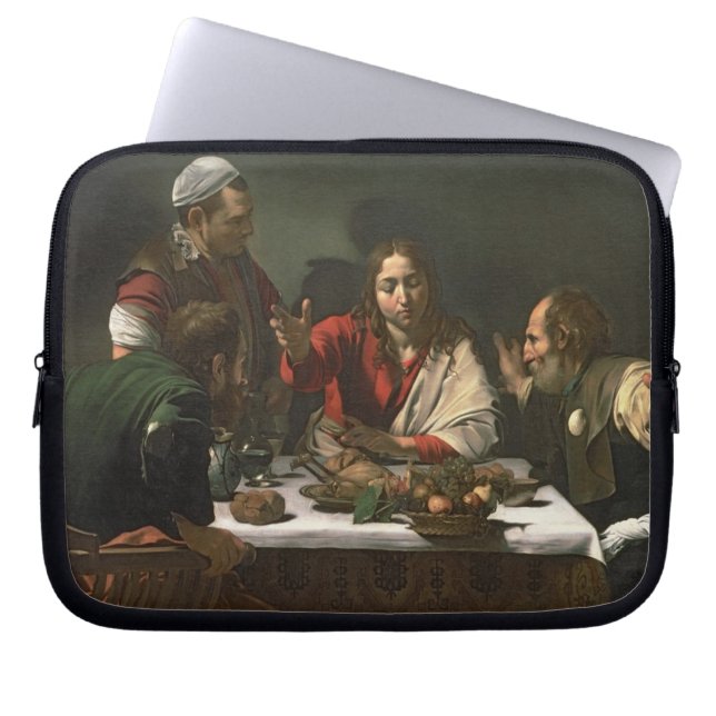 Emmaus 1601年の夕食(油およびテンペラ) ラップトップスリーブ (正面)