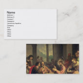 Emmaus、c.1600-05 (パネルの油)の夕食 名刺 (正面/裏面)