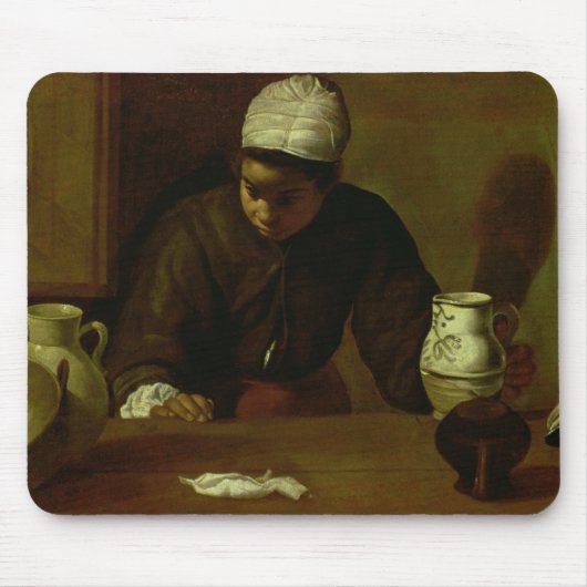 Emmaus、c.1618の夕食の台所女中 マウスパッド (正面)
