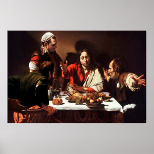 Emmaus Caravaggio分析ポスターでの晩餐 ポスター