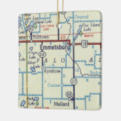 Emmetsburg IAヴィンテージの地図 セラミックオーナメント (左)