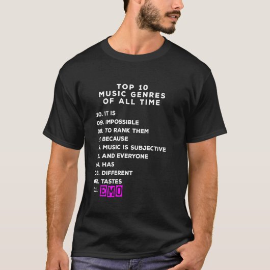 Emoが語るエモコアミュージックトップ10ランキング Emo Tシャツ (正面)