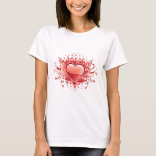 Emoのハートのデザインの女性Tシャツ Tシャツ