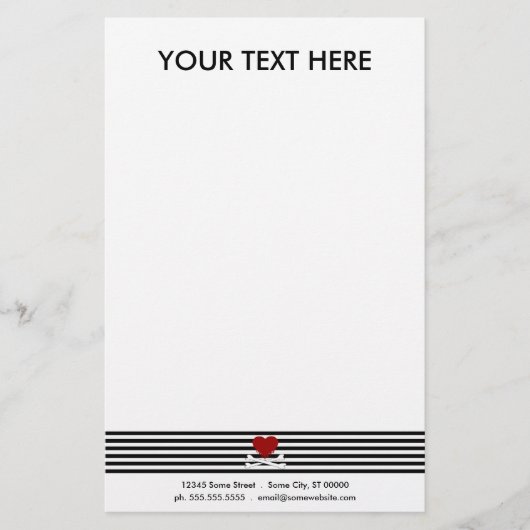 emoハートと十字骨 便箋 (正面)