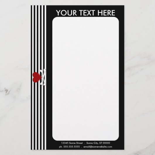 emoハートと十字骨 便箋 (正面)