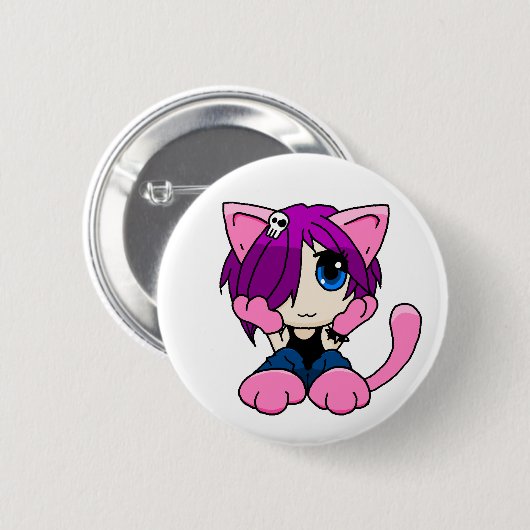 Emo猫の女の子 缶バッジ (正面&裏面)