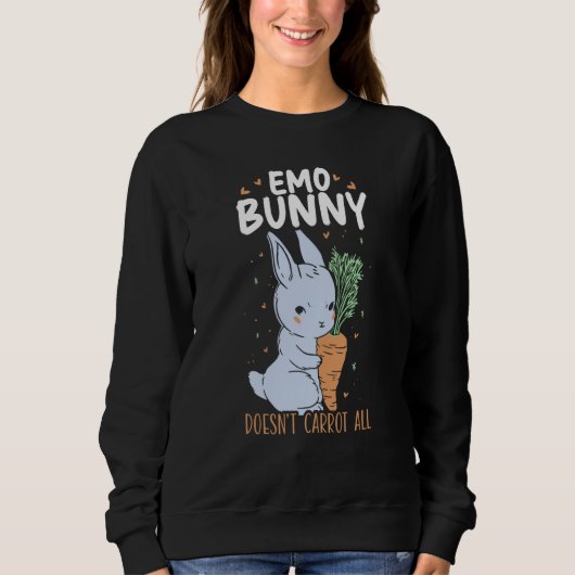 Emo Bunny Doesn't Carrot All Bunny Rabbit Animal B スウェットシャツ (正面)