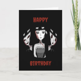 Emo Girl Hand-Drawn Birthday カード