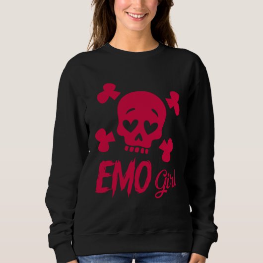 Emo Girl Pink Skull Goth Scene Kid Emo Music 2000s スウェットシャツ (正面)