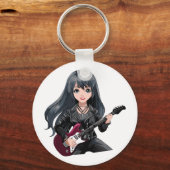 Emo girl with long black hair キーホルダー (正面)