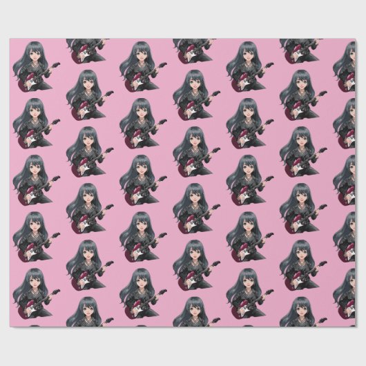 Emo girl with long black hair ラッピングペーパー (フラット)