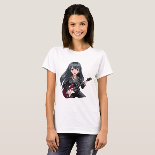 Emo girl with long black hair tシャツ (正面フル)