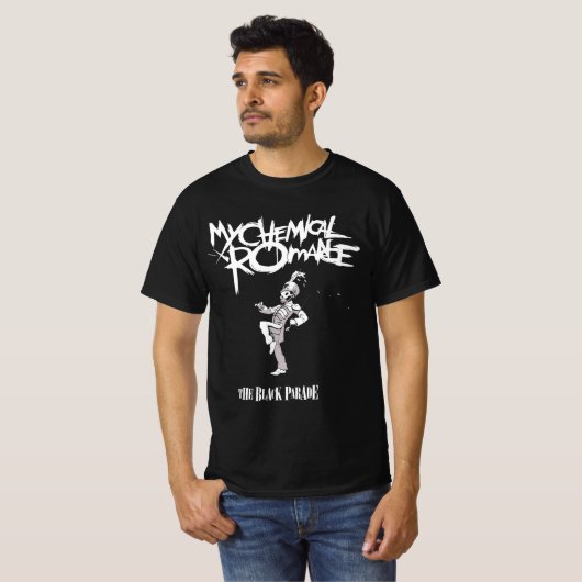 Emo Gothic Skeleton Parade, Marching Band Art, Ret Tシャツ (正面フル)
