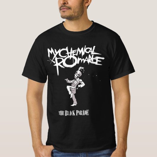 Emo Gothic Skeleton Parade, Marching Band Art, Ret Tシャツ (正面)