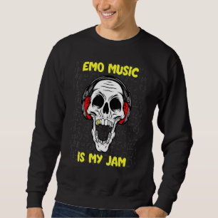 Emo Music Is My Jam -スカルとヘッドフォン スウェットシャツ