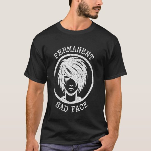 Emo Permanent Sad顔表現グラフィック Tシャツ (正面)