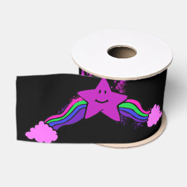 Emo Rainbow Star Ribbon (幅、カスタム) グログランリボン