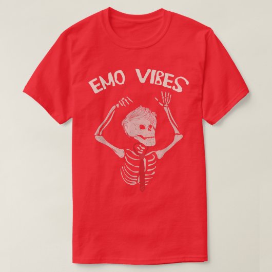 Emo vibes, funny goth skeleton red tie for elder g tシャツ (デザイン正面)