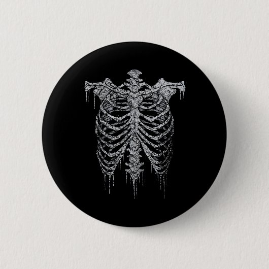 Emo Y2k Grunge Aesthetic Rib Cage Gothic Halloween 缶バッジ (正面)