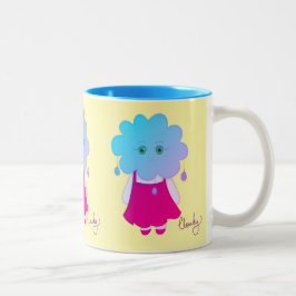 Emocional Azul Estilizado Chuva Personagem Cloudy ツートーンマグカップ