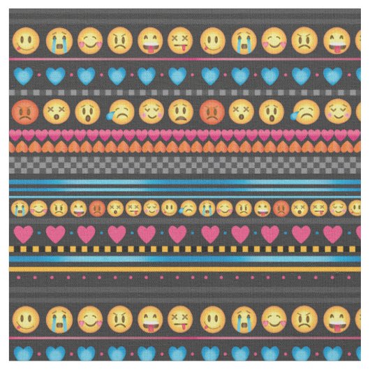 Emojiのかわいいストライプな生地 ファブリック (クローズアップ)