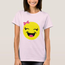 Emojiのかわいく及び幸せな女の子 Tシャツ
