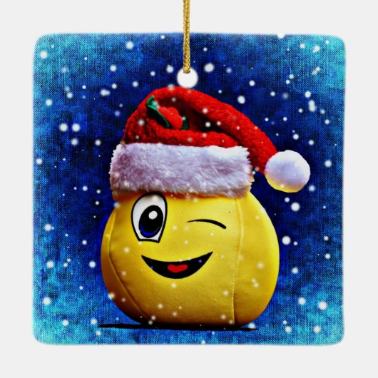 Emojiのクリスマスのオーナメント セラミックオーナメント (裏面)