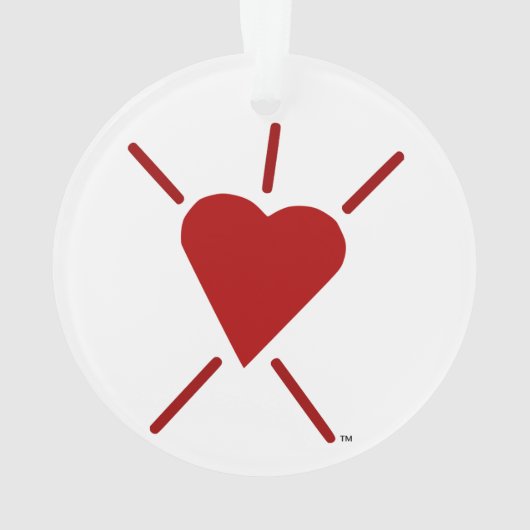 Emojiのクリスマスツリーおよび赤いBuilt4Loveのハート オーナメント (裏面)