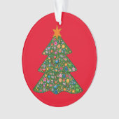 Emojiのクリスマスツリーおよび赤いBuilt4Loveのハート オーナメント (正面)