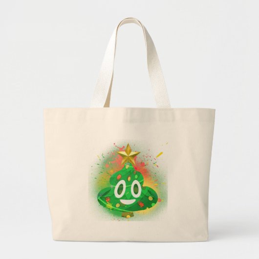 Emojiのクリスマスツリーのスプレー式塗料 ラージトートバッグ (正面)