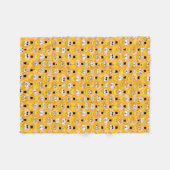 Emojiのデザインのおもしろいで黄色い顔 フリースブランケット (正面(横))