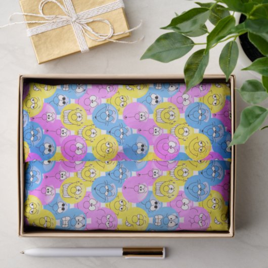 Emojiのデザインのおもしろいなパステル調の顔 薄葉紙 (ギフト)