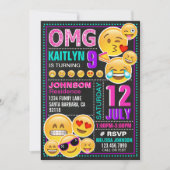 Emojiのピンクのグリッターの誕生日の招待状 招待状 (正面)