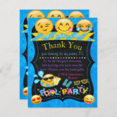 Emojiのプールを囲んでのパーティのサンキューカード サンキューカード (正面/裏面)
