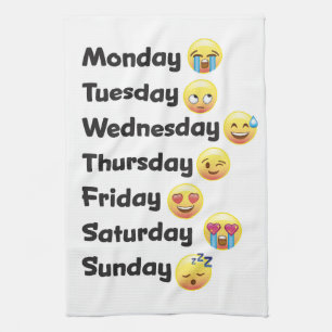 Emojiの台所皿タオル曜日 キッチンタオル