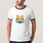 Emojiの堅い叫ぶTシャツを笑わせている猫 Tシャツ (正面)