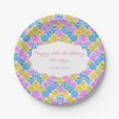 Emojiの幸せで間抜けなパステル調の顔 ペーパープレート (正面)