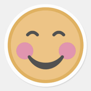 Emojiの微笑の赤面の顔 ラウンドシール